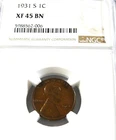1931 S Lincoln Wheat Cent NGC XF 45 BN