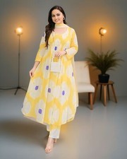 Pure fine Cotton fabric pintex work Kurti with Pant with cotton soft Dupatta