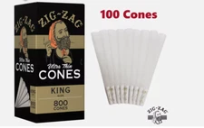 Zig Zag KING Size Ultra thin Pre rolled Paper Cone 100 Cones  100x