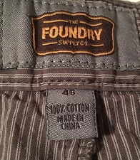 The Foundry Supply Men’s Shorts Grey / Brown Stripe 100% Cotton Size 46