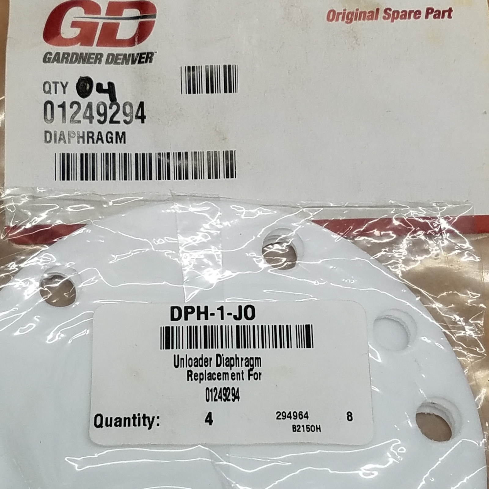 Gardner Denver 01249294 Diaphragm (pack of 2) 1249294 for sale  