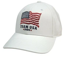 Officially Licensed Team USA Olympic Relaxed Fit White Strapback Hat 