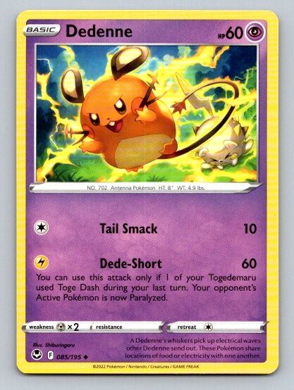 2022 Pokemon Card Silver Tempest Dedenne 85/195