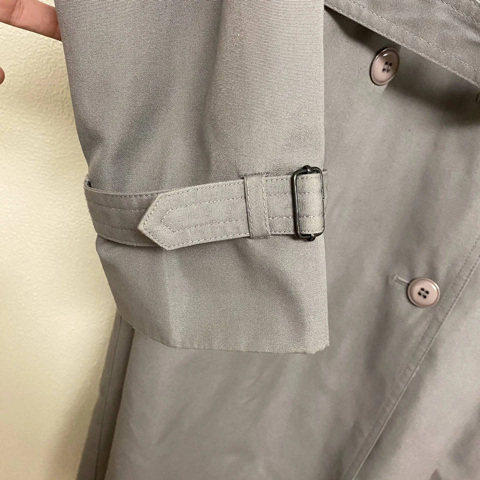 Abrigo de lluvia Fleet Street Trench vintage gris talla 10 forro de mezcla de lana con botones Foto 3 de 4