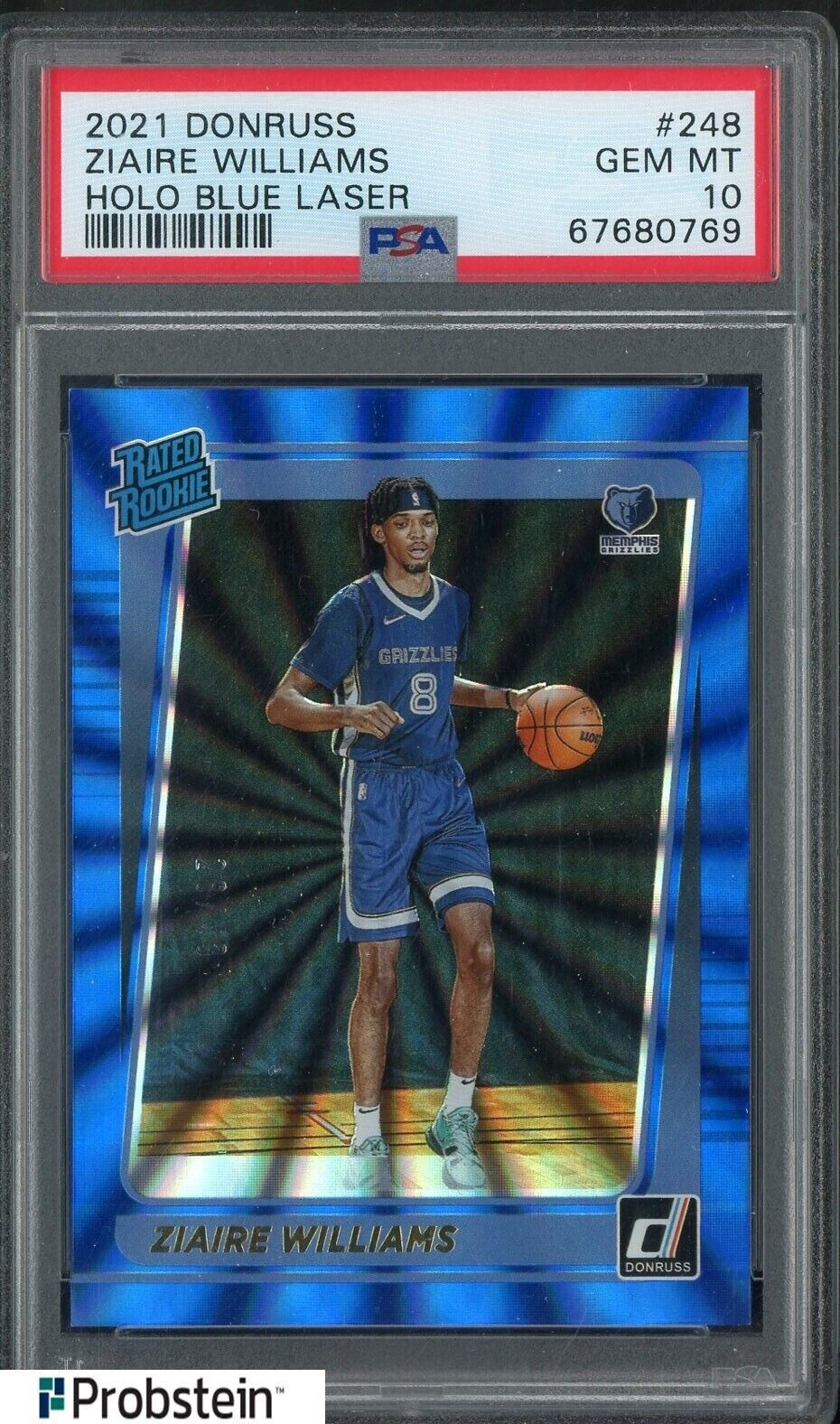 2021 Donruss Holo Blue Laser #248 Ziaire Williams Grizzlies RC Rookie /49 PSA 10