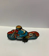 Vintage "Modern Toys" Japan Pressed Tin Toy Motorcycle Thunder Bird Tools #77