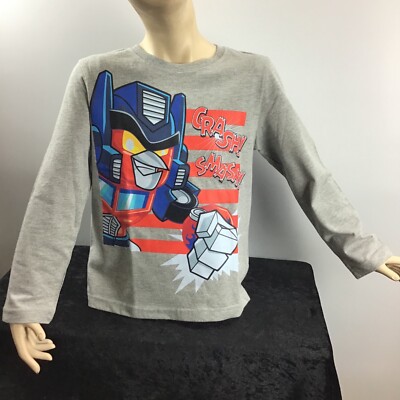 Angry Birds Kinder,T-shirt ,Junge,116,140,152,lang,grau,Print farbig,Transformer