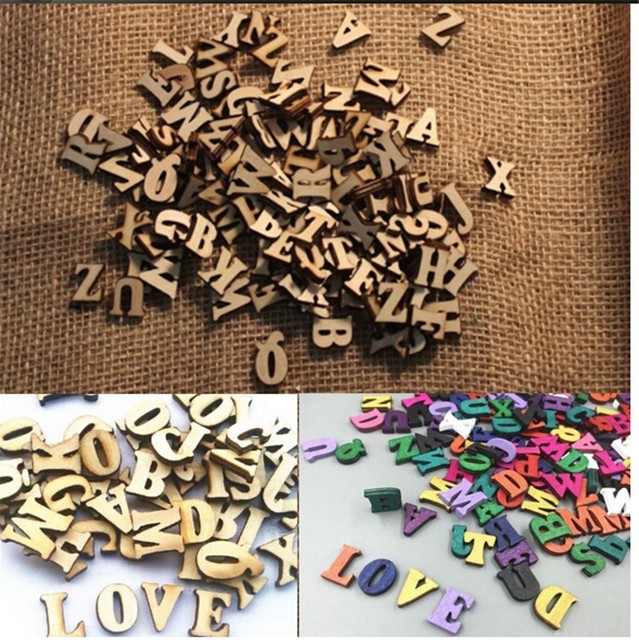 100X Letters Wooden Alphabet Embellishment Scrapbooking Cardmaking
