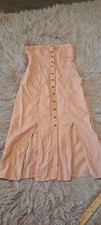 Urban Outfitters BDG Size 4 Pink Button Front Dress Linen Blend Strapless Pocket