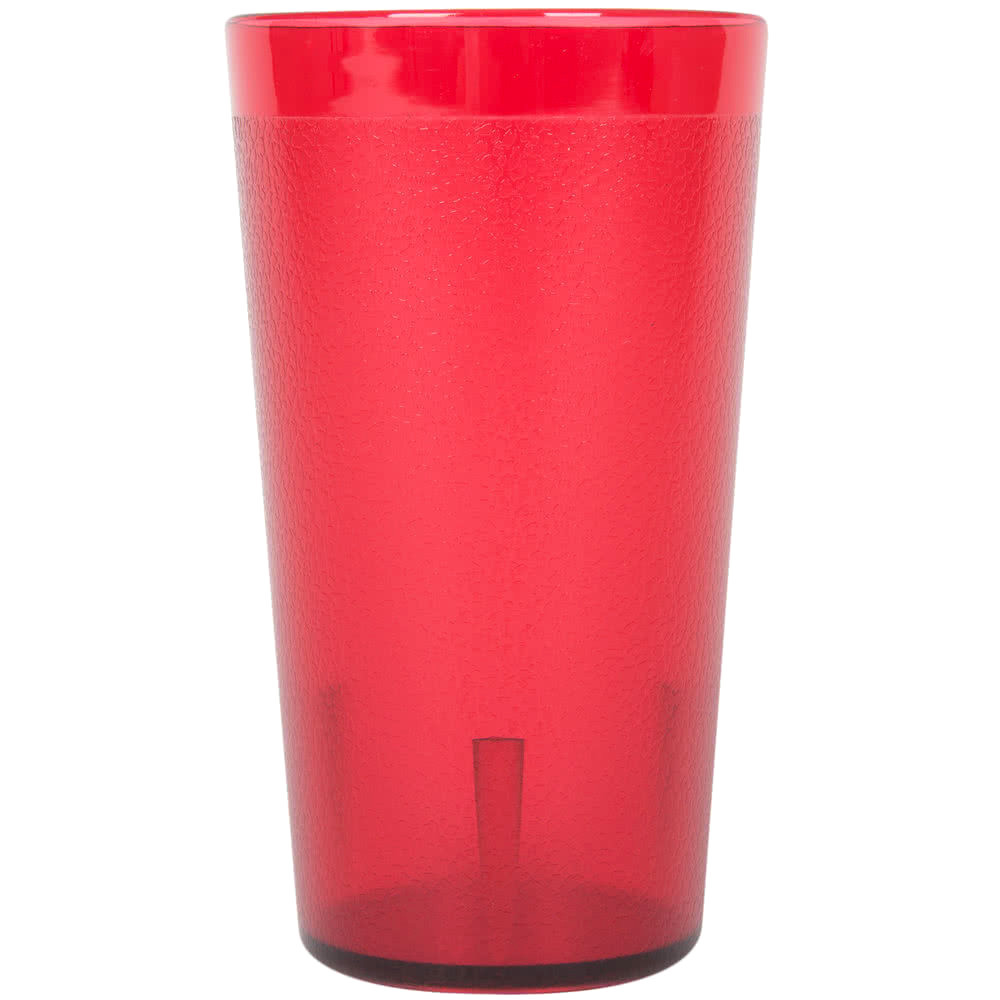 48 PACK 12 Oz Red Pebbled Plastic Tumbler Commercial Restaurant Cup Glass  Case