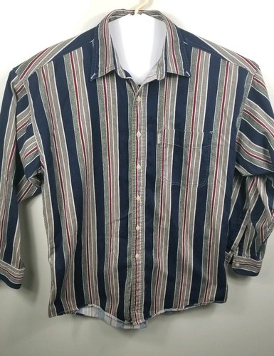 Chaps Ralph Lauren Men's Sz L Multicolor Striped Button Front Shirt A5