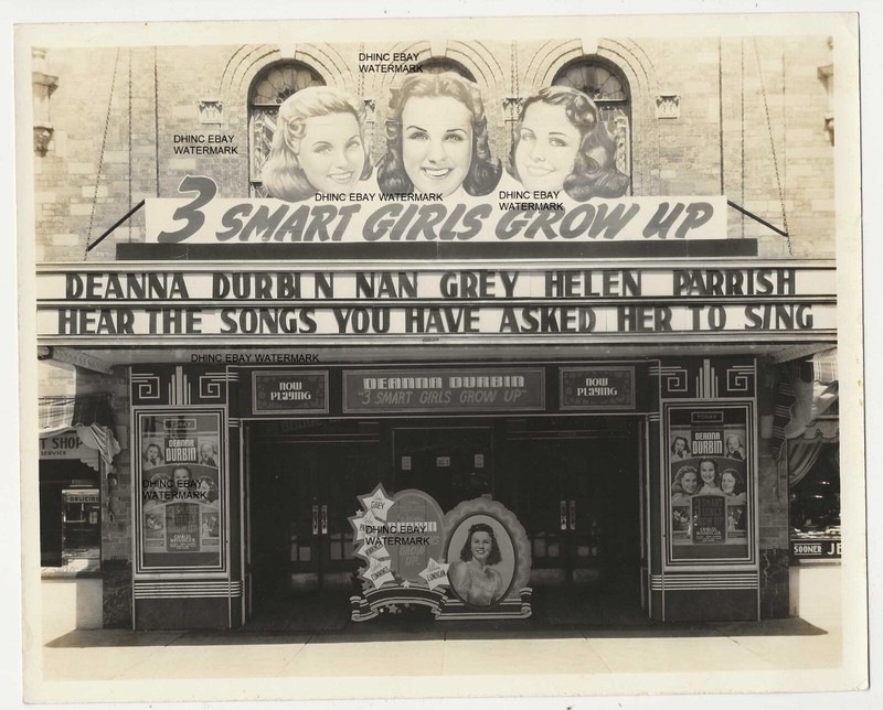 ORIG 1939 8"x10" B&W Photograph Sooner Theatre Norman Oklahoma  3 Smart Girls