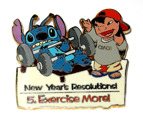 LE 100 Disney Auction Pin Lilo & Stitch ✿ New Year Resolution Exercise More RARE - Picture 8 of 9
