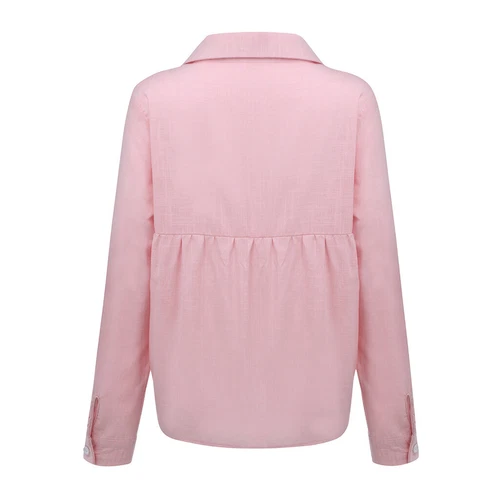 Blusa Prendas para el torso informal elegante de lino de algodón de manga larga para mujer - Imagen 16 de 38