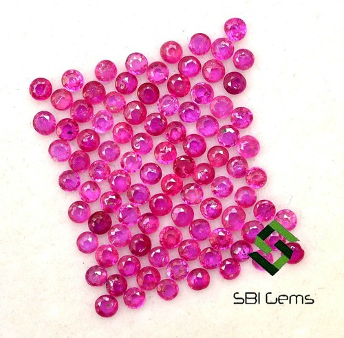 4.46 Karat Natürliche Rubin Rund Schliff 2 MM Menge 95 Stück Burma Geeicht Lose - Picture 6 of 7