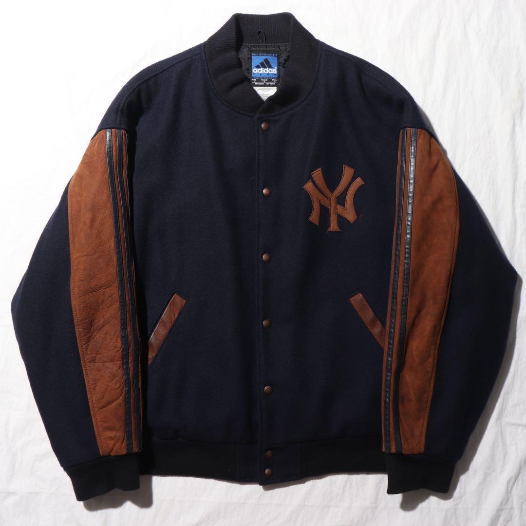 Adidas Yankees Vintage 80s 90s Suede Leather Varsity Jacket - M Size - Rare