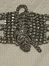 VTG Huge Rhinestone Applique Dress Cocktail Belt Sash Waist Band Jewelry Tiger