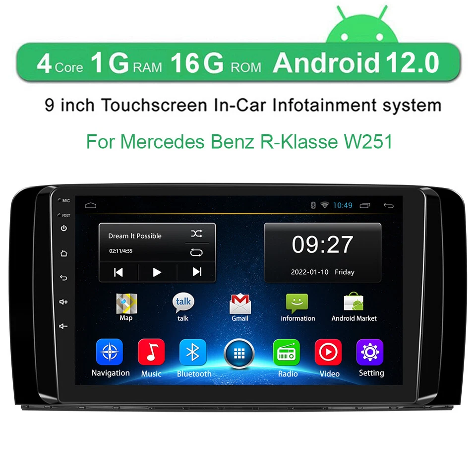 Autoradio Android 13 GPS Navi für Mercedes Benz R-Klasse W251 2005-2017 WIFI RDS - Bild 2 von 4