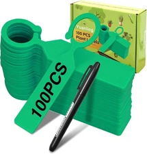 Plastic Waterproof Plant Labels Garden Markers Green T-Type Tags 100 Pieces