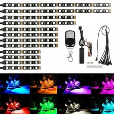 12PCS RGB Colorful Motorcycle LED Light Under Glow Neon Strip Remote Control Kit