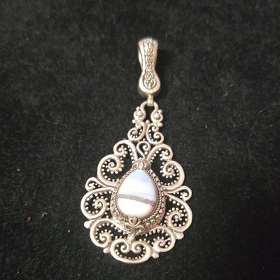 Sarda Artisan of Bali BLUE OPAL Filigree 925 Teardrop Enhancer 20.69gms