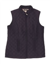 MARKS & SPENCER Womens Quilted Gilet UK 12 Medium Navy Blue Polyester DR82