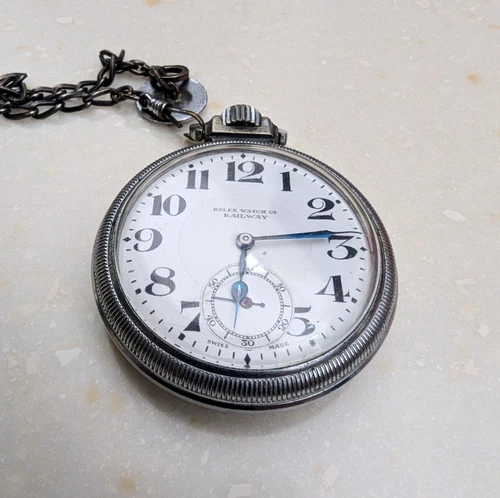 ROLEX RAILWAY Pocket watch Manual Winding 1930s Antique 15 Jewels Working item S