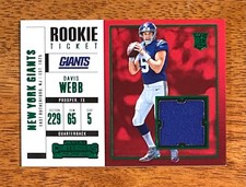 Davis Webb 2017 Contenders Rookie Ticket Swatches Jersey NY Giants