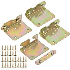 4 Sets Bed Rail Brackets Heavy Duty Non-Mortise Bed Rail Fittings with Screws...