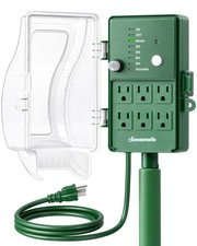 Outdoor Power Stake Timer, Waterproof Dusk to Dawn Timer with 6 Grounded Outlets