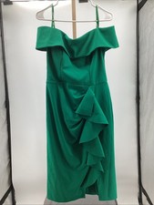 499. Betsy  Adam Petite Scuba Crepe Off-The-Shoulder Ruffle Midi Dress Size 6P