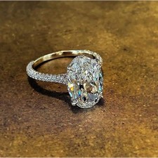 Solitaire Oval 4ct Lab Diamond cz Ring 100% Original 925 sterling silver Engagem