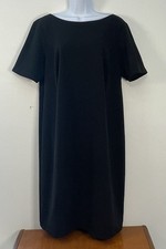 Calvin Klein Black Short Sleeve Shift Dress Little Black Dress Modern Size 16