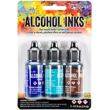 Ranger Tim Holtz Alcohol Ink .5oz 3/Pkg-Mariner-Indigo/Mermaid/Teakwood