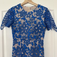Asos Women’s Lace Dress Size 4 Blue Overlay Nude Cocktail Holiday