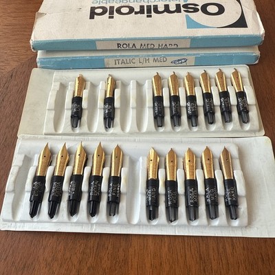 8x Osmiroid Wechselfeder Kursiv Medium Linkshand/10x Rolatip Medium Hard