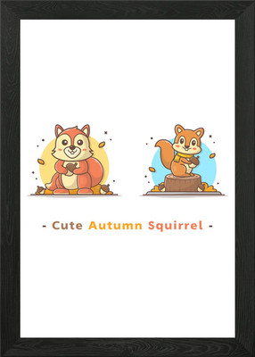 Cute autumn squirrel Framed Wall Art Poster Canvas Print Picture