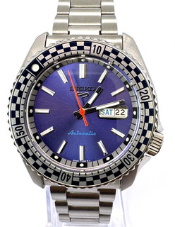 Seiko 5 Sports Special Edition Checker Flag Automatic 4R36A Blue Dial Watch
