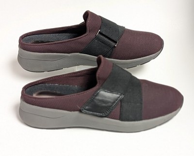 Easy Spirit Shoes Womens 7 Traveltime Mule Burgundy Slip On Top Strap Closed Toe