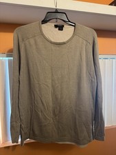 DKNY Men's Beige Solid Cotton Knit Crew Neck Logo Pullover Sweater XL
