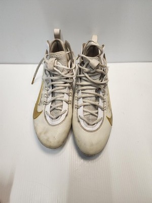 Size 10 Nike Lacrosse Cleats White with Gold Swoosh