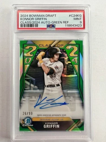 2024 Bowman Draft Class/24 Green Refractor Auto /99 Konnor Griffin PSA 9🔥