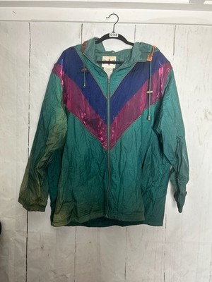 Vintage Active Frontier 90s Colorblock Chevron Windbreaker Jacket 2X