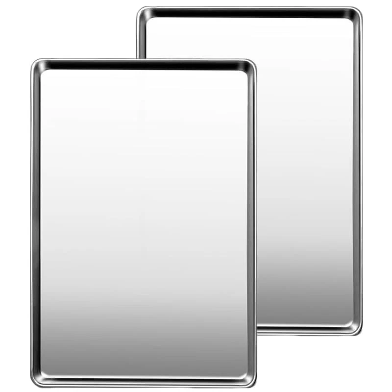 2 Pack 20x14 Inch Stainless Steel Baking Sheet Pan Set Non Slip Cookie Tray Pans