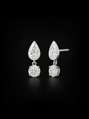 Lab-grown Birne & runder Brillant Diamant Ohrhänger - 3,00ct D VVS1