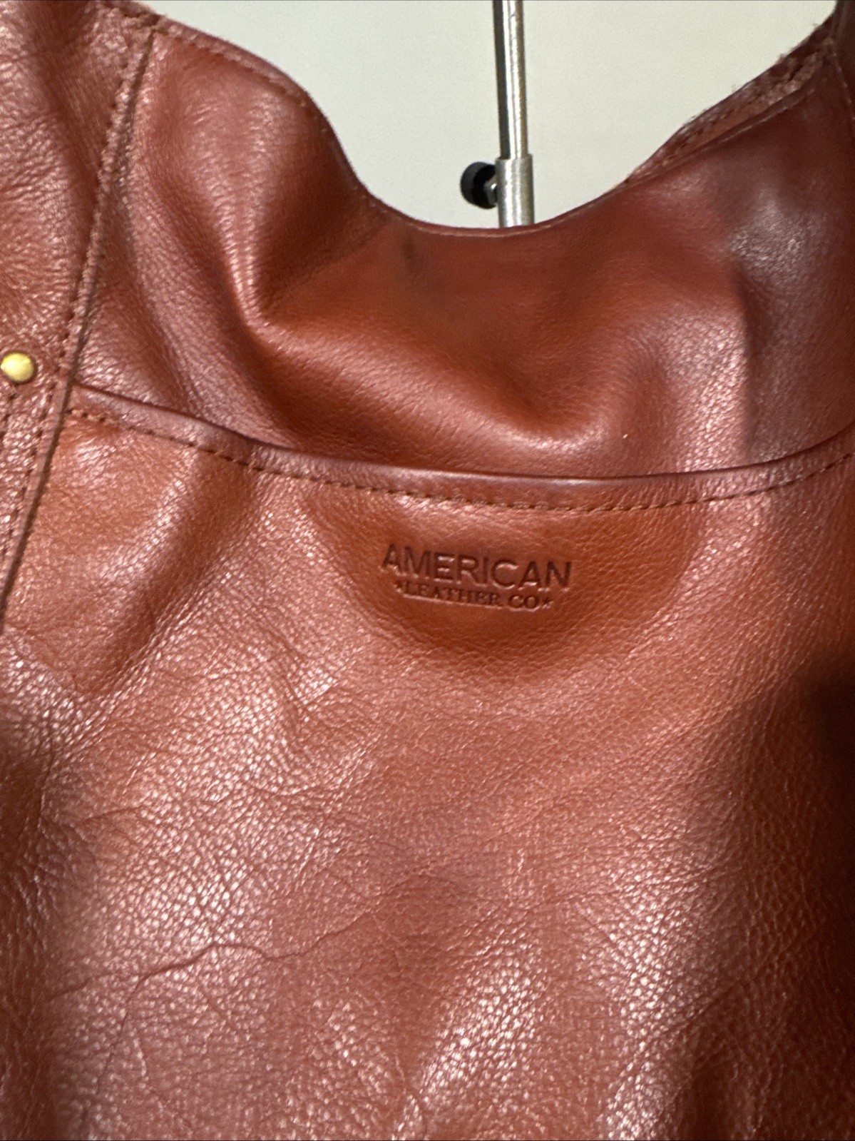 American Leather Co. Austin Shoulder Bag In A Deep Rich Brown Magnetic Snap Top