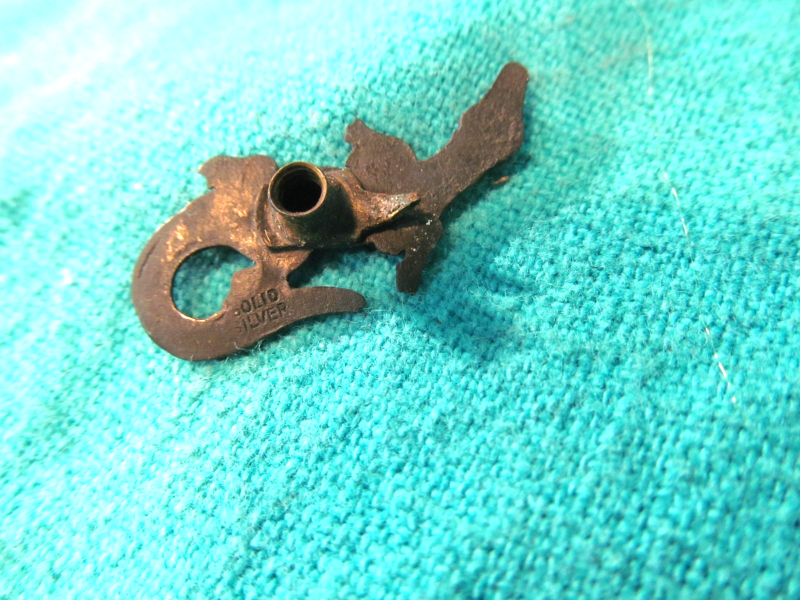 ANTIQUE SOLID STERLING SILVER ALLIGATOR SCREW BAC… - image 2