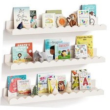 Nursery Book Shelves, Set of 3, Nursery Decor for Baby and 23 Inches White