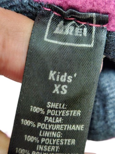 REI Kids Pink Fleece Black Leather Palm Winter Gloves Size Small - Picture 3 of 4