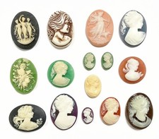 15 Vintage Resin Cameos (West German, Hong Kong, Japan) DIY Jewelry Crafting C82